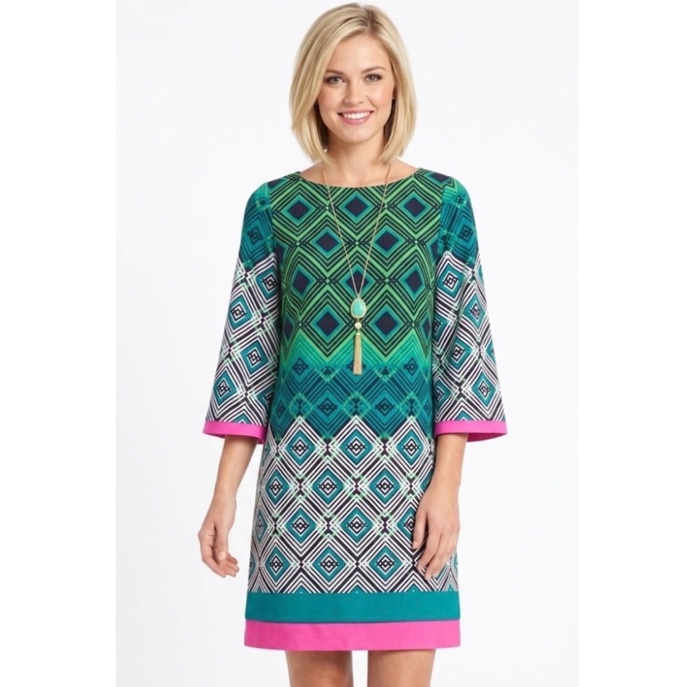 Eliza J Vibrant Geo Print Dress Size 8
